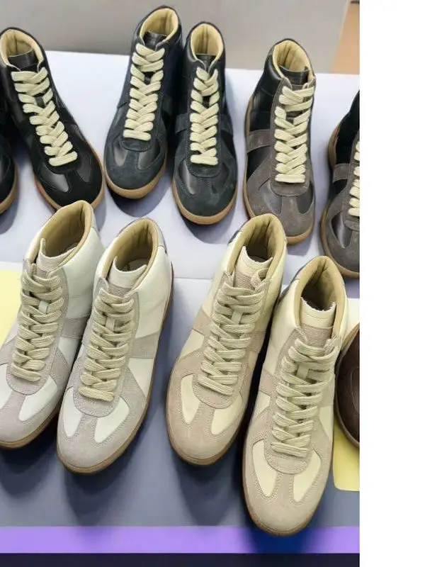 New Foreign Trade Genuine Leather High-Top Mmm Men's German Training Shoes, Versatile Retro Sports Casual Sneakers, Breathable and Comfortable