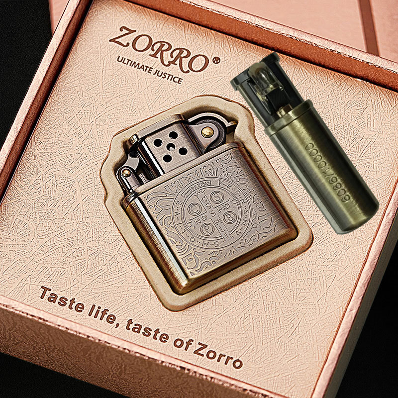 Zorro kerosene lighter 80 s old-fashioned grinding wheel old Jiu door Constantine windproof creative retro boyfriend