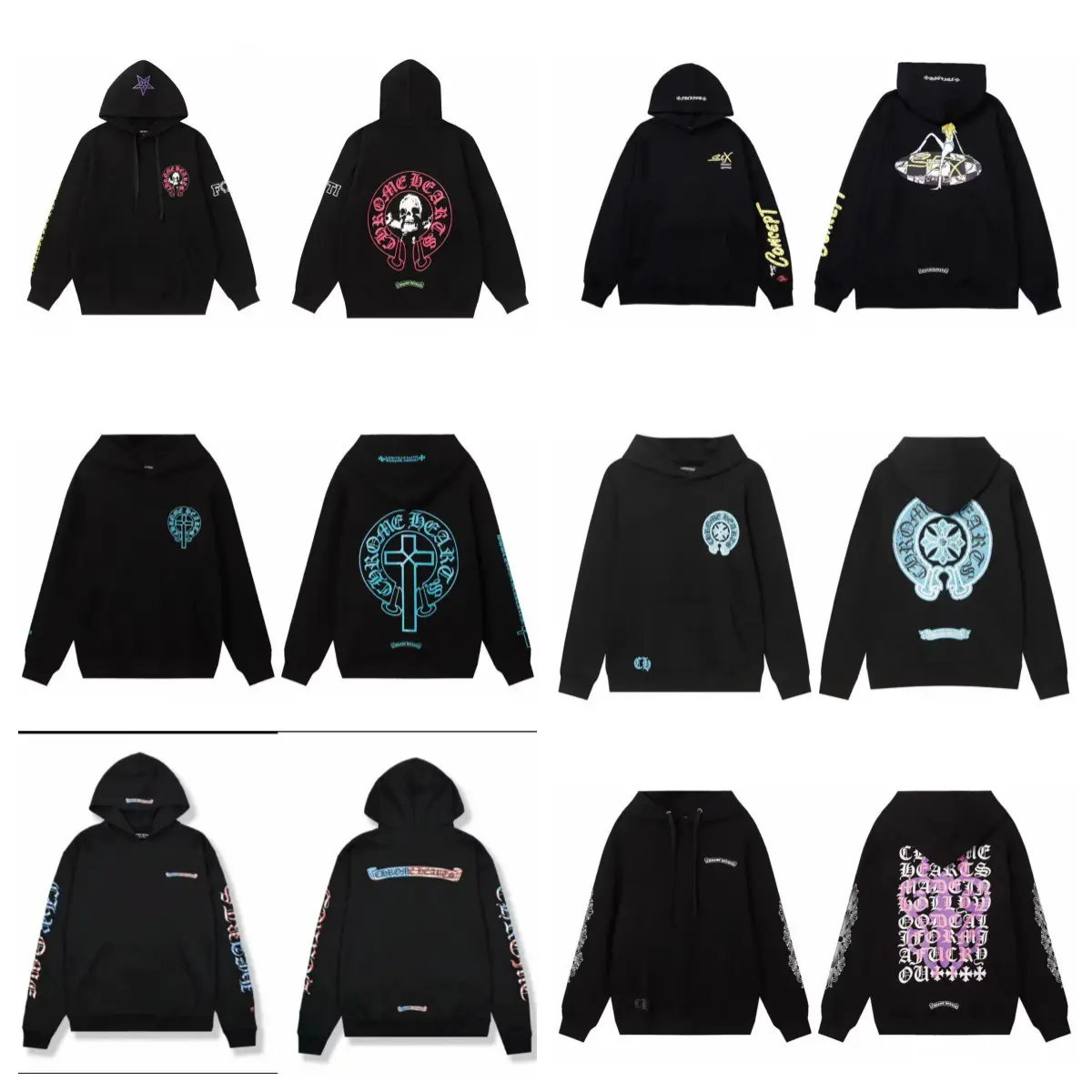 Chrome New High-Quality Printed European and American Street Hooded Sweatshirts for Men and Women Factory