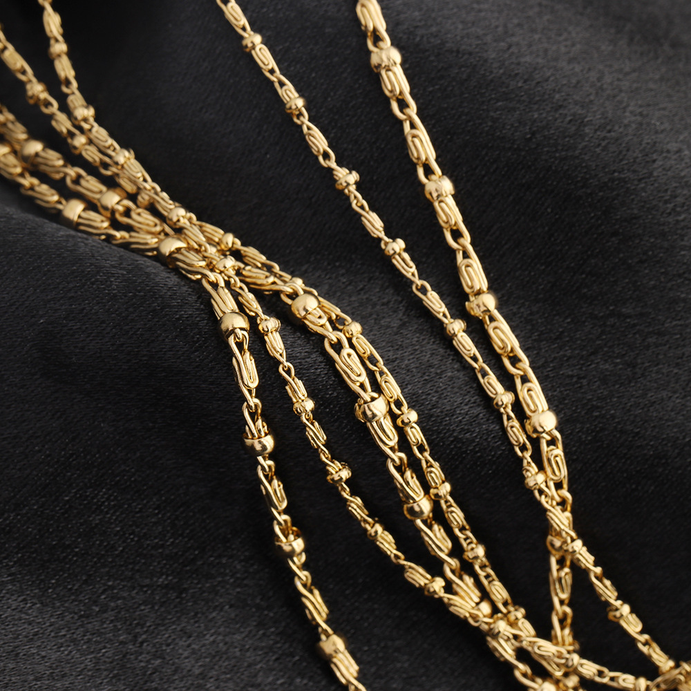 New Color-Preserving Stainless Steel Bamboo Chain, Three-Dimensional Plain Chain, DIY Decorative Hanfu Tassel Chain Accessory Materials