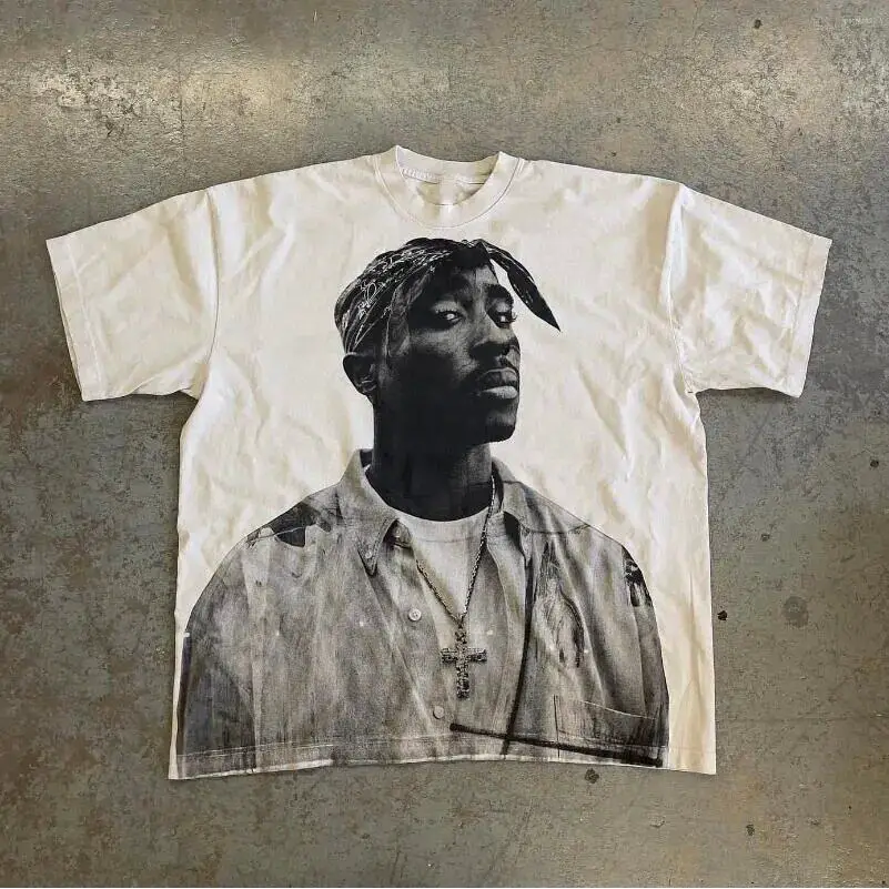 American men's Y2K instrument printed t-shirt men's summer Harajuku Street classic cotton casual short sleeved t-shirt