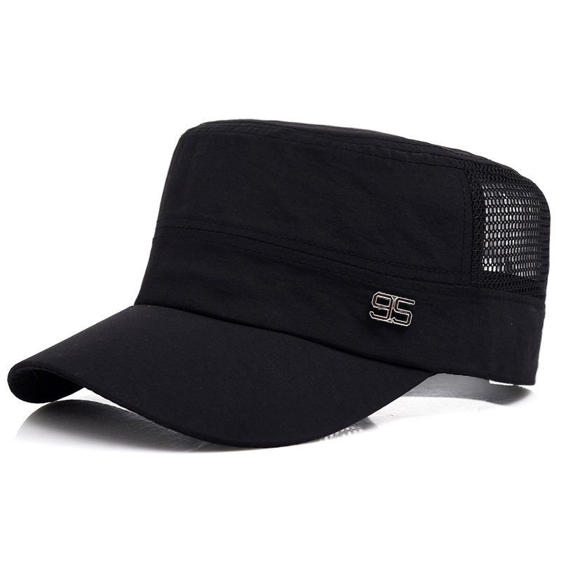 Flat Top Hat Men's Summer Outdoor Sunscreen Army Hat Mesh Breathable Sun Hat Quick-drying Cap Korean Baseball Cap
