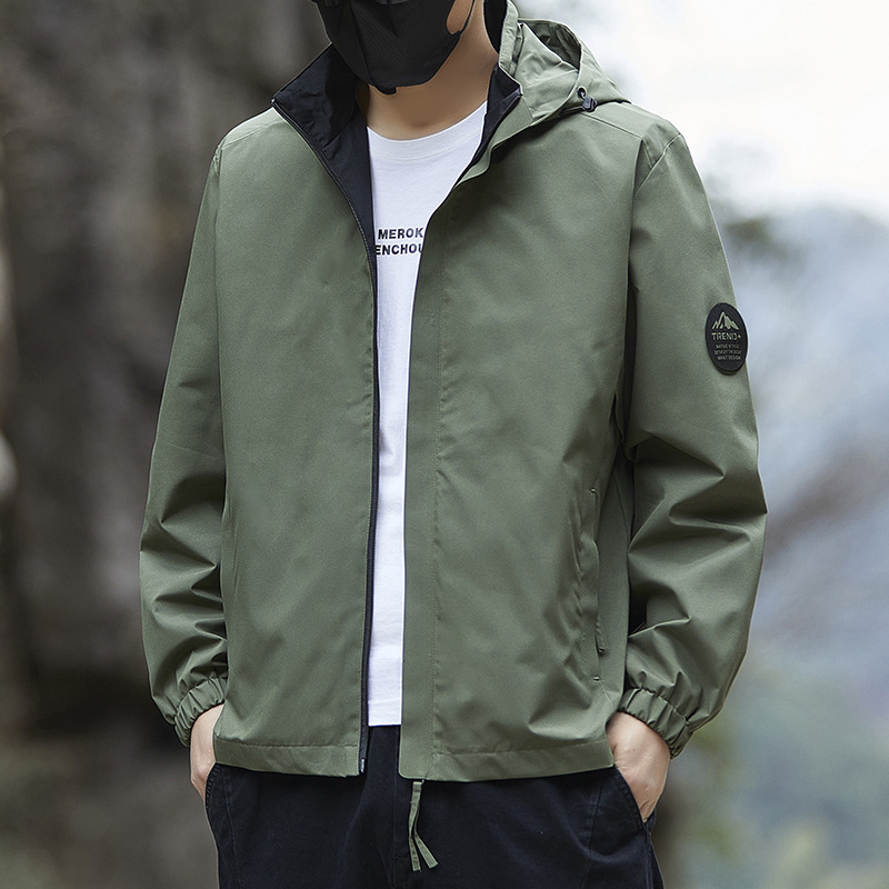 2026 Spring New Outdoor Trendy Hooded Jacket for Men, Fashionable Versatile Cool Sports Windproof Coat for Men