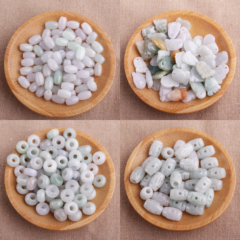 Natural Emerald Jade Ping An Buckle Abacus Beads Transporter Rice Beads Parts DIY Bracelet Necklace Anklet Accessories