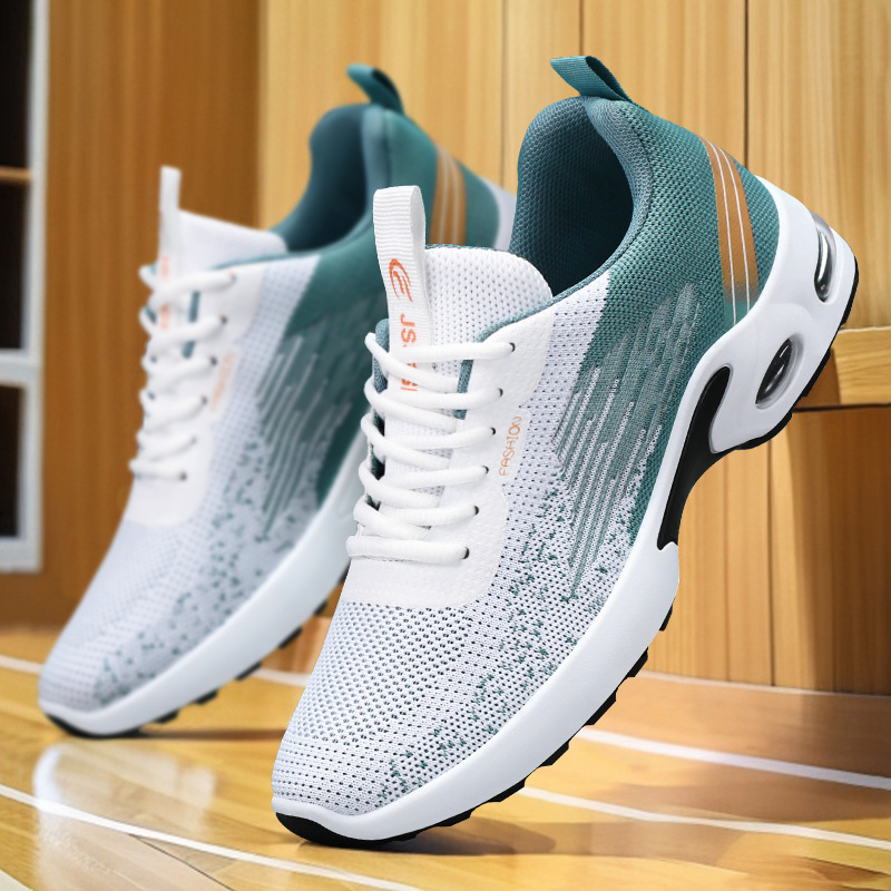 Shoes Men's Sports Shoes Soft Sole Air Cushion Running Shoes Breathable Non-Stinky Mesh Shoes Versatile Single Shoes Casual Fly Knitted Shoes