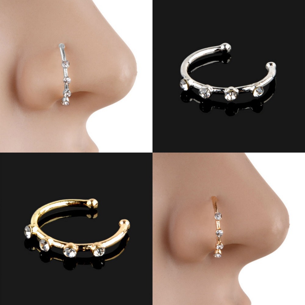 European and American hot puncture jewelry fashion exquisite nose ring Silver 4 diamond nose nail