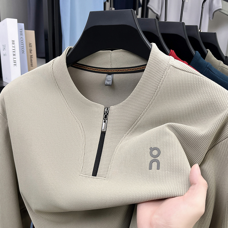 Cross-Border Trade Half-Zip Men's Sweatshirt 2025 Autumn New Men's Autumn Top Jacket Trendy Brand High-End Feel