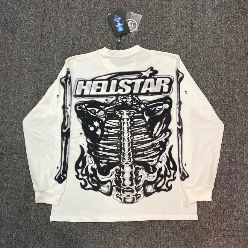New arrival Hellstar Hellstar Human Skeleton Men's and Women's Loose Round Neck Long sleeves T-Shirt pullover Bottoming Shirt