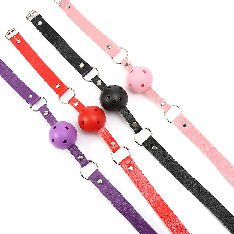 Sex Toys Sm Mouth Ball Pebbled Leather with Hole Mouth Plug Couple Flirting Bondage Alternative Sex Toys