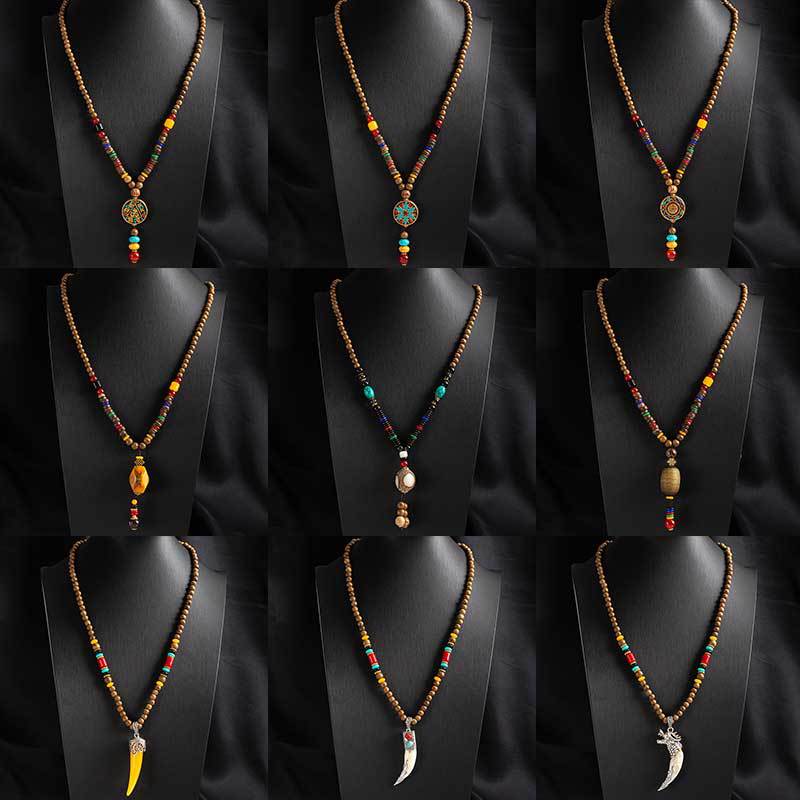 Xizang-Style Ethnic Sweater Chain for Men and Women, Zen Bodhi Necklace, Vintage Clothing Accessories, Popular Exquisite Neck Ornament