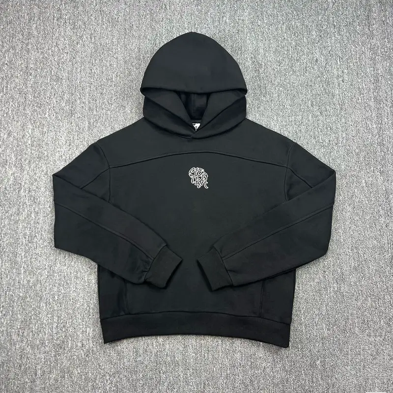 Mertra American Street Hip-Hop Embroidered Logo Double-Hooded Sweatshirt for Men and Women, Fleece-Lined Sports Casual Hoodie, Trendy
