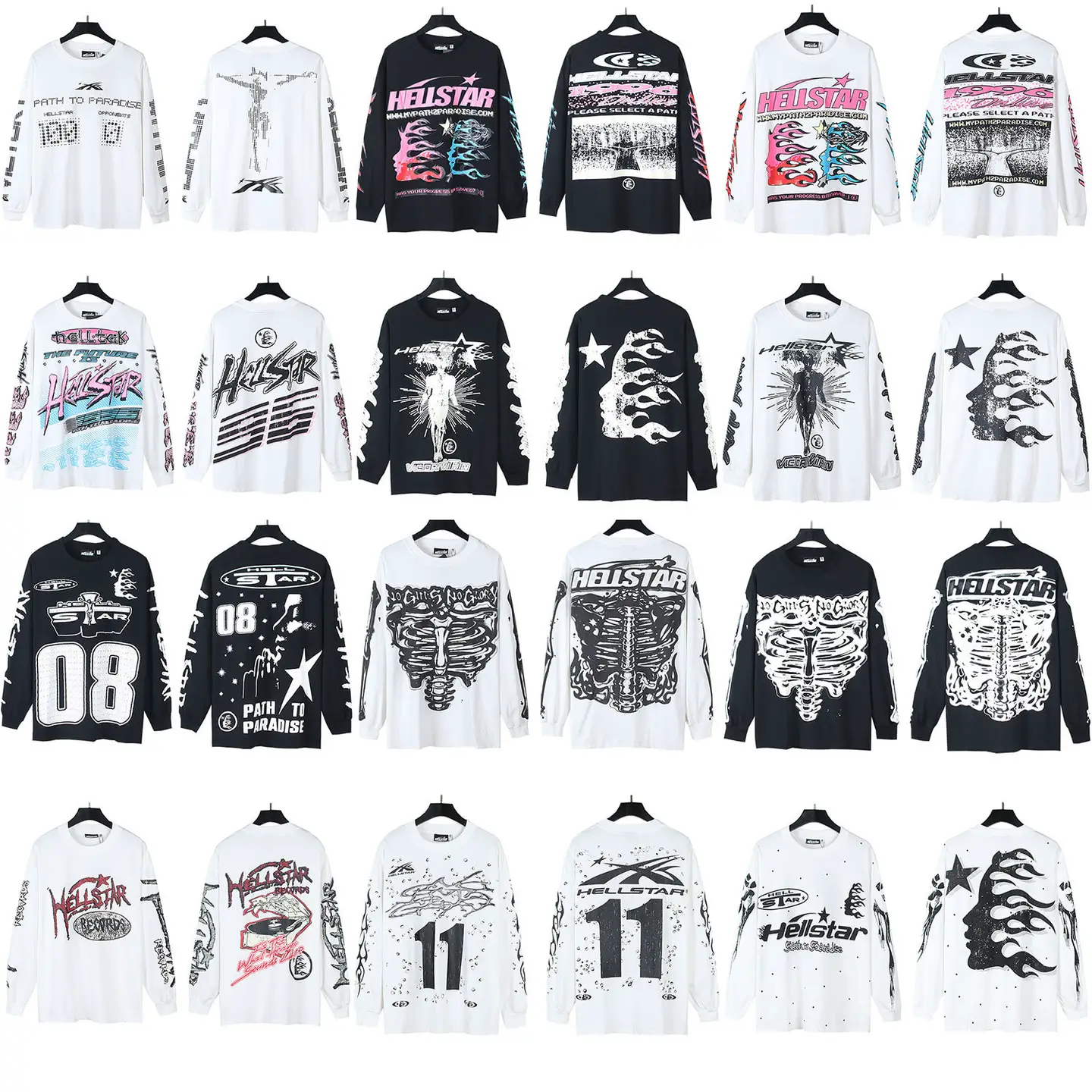 Hellstar Hellstar American tide high street cotton loose bottoming long-sleeved T-shirt tide men and women couples clothing