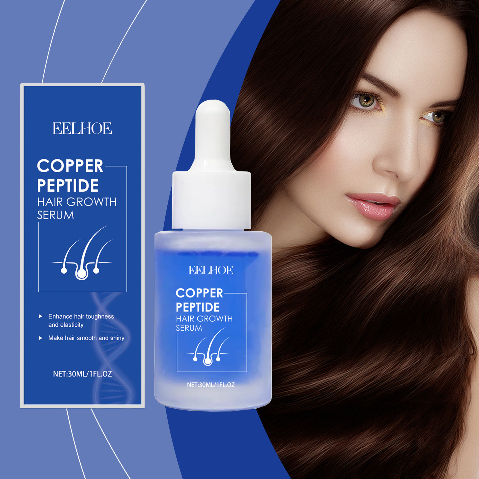 Eelhoe Blue Copper Peptide Hair Care Essence Nourish Hair Smooth Shiny Moisturizing Hair Care Essential Oil