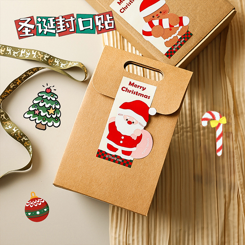 Special-Shaped Christmas Stickers Gift Box Labels Decorative Coated Paper Self-Adhesive Cartoon Gift Packaging Sealing Stickers