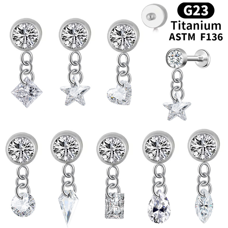 Cross-border supply F136 titanium alloy inner tooth lip nail ear bone nail accessories personality jewelry DIY lip nail ear nail puncture