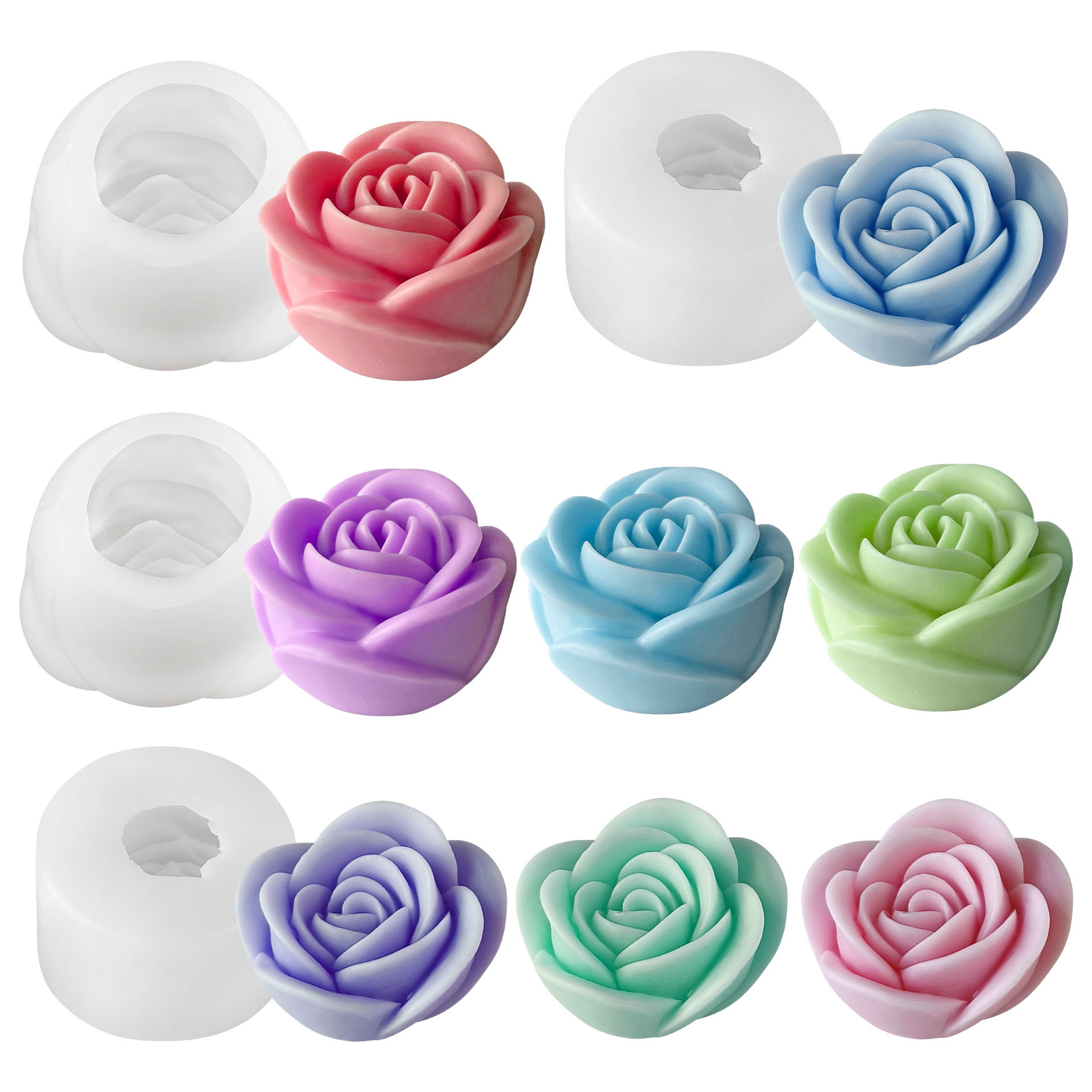 Jiahui Mei Rose Flower Aromatherapy Candle Silicone Mold Flower Handmade Soap Aromatherapy Making Diy Gypsum