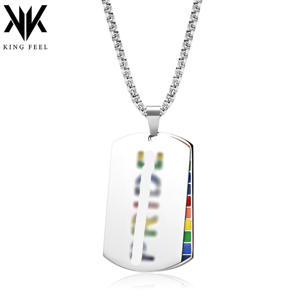 Cross-border Amazon Rainbow Flag Titanium Steel Double-layer Pendant Niche Personality Single Medium Cold Wind Necklace