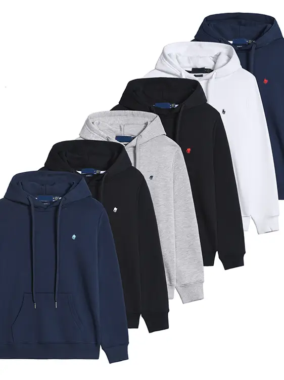 Hooded Sweatshirt Men's pullover pure cotton Terry Cloth Hoodie Paul Loose Casual Versatile Plus Size Tops Outwear Polo