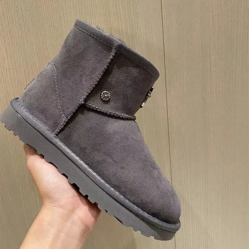 2025 Popular New arrival Crocore Snow Boots Fur One Cross Short Fleece-lined thickened Men's and Women's Cotton Shoes