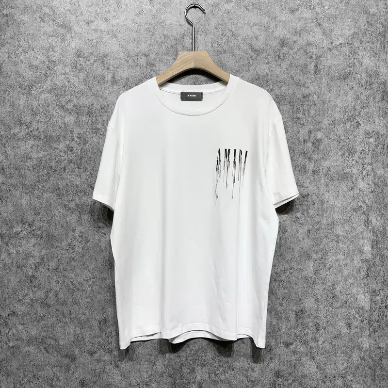 Long-term stock NEW US AMIRI 2022 color ink splash paint colorful casual hip hop high street crew neck short sleeve T-shirt