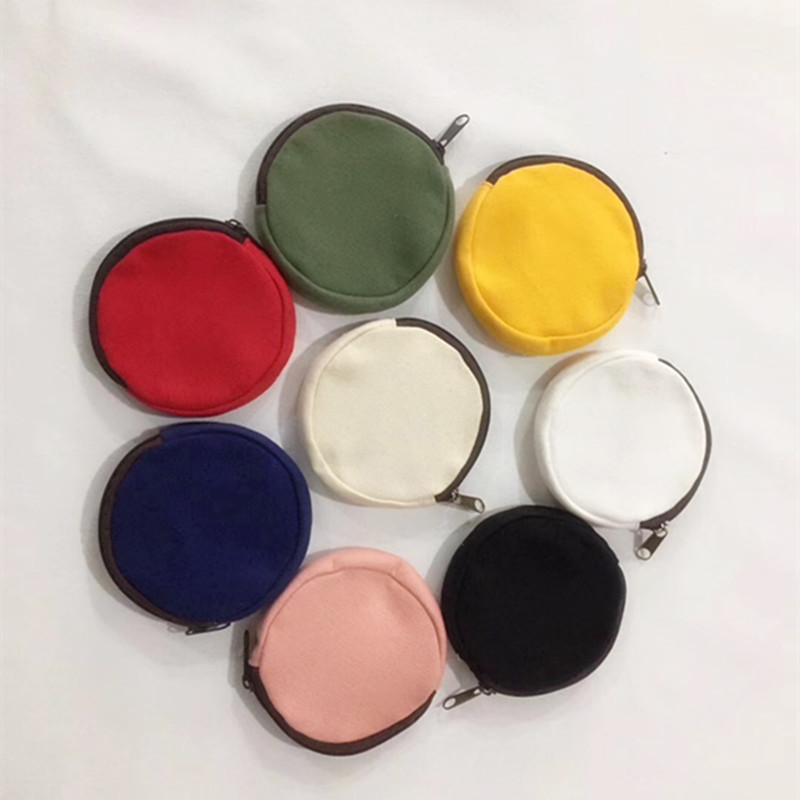 Round Coin Purse Cartoon Bag Canvas Coin Bag Artistic Hand-painted LOGO Blank Cute
