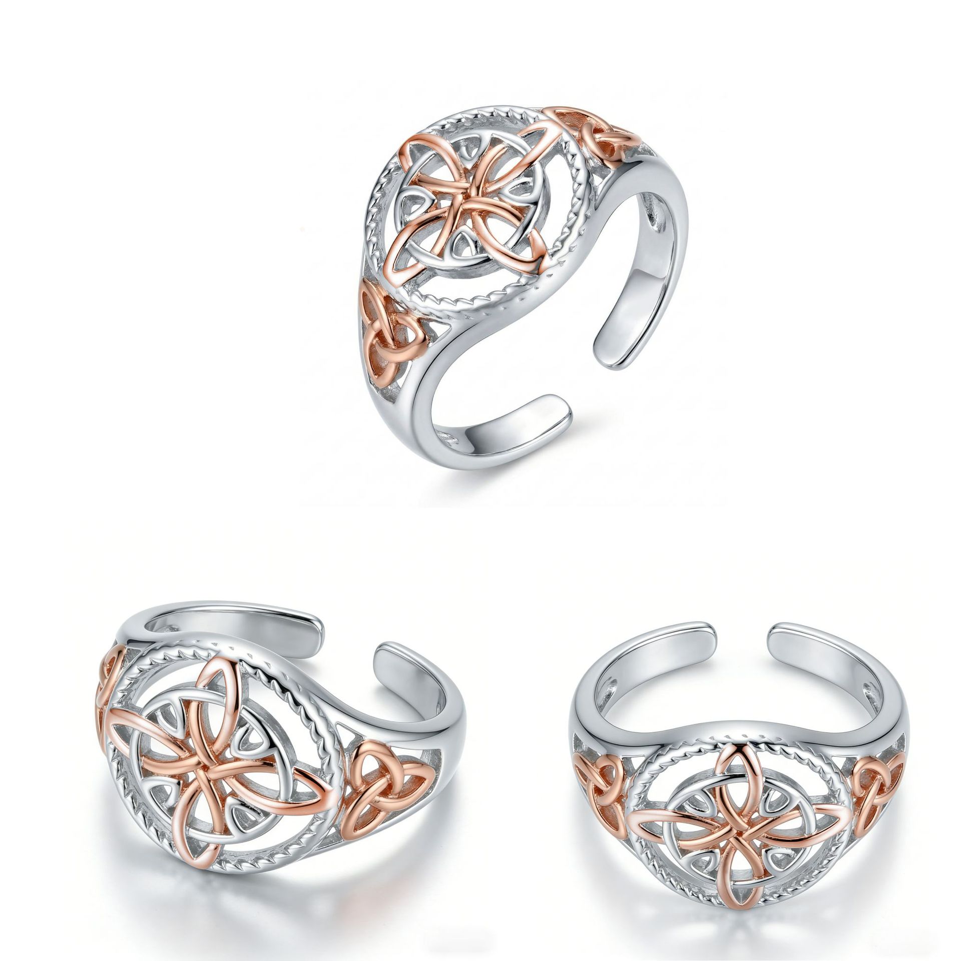 Cross-Border Hot-Selling Two-Color Celtic Ring Jewelry Niche Design Light Luxury High-End Witch Ring Hand Jewelry for Women