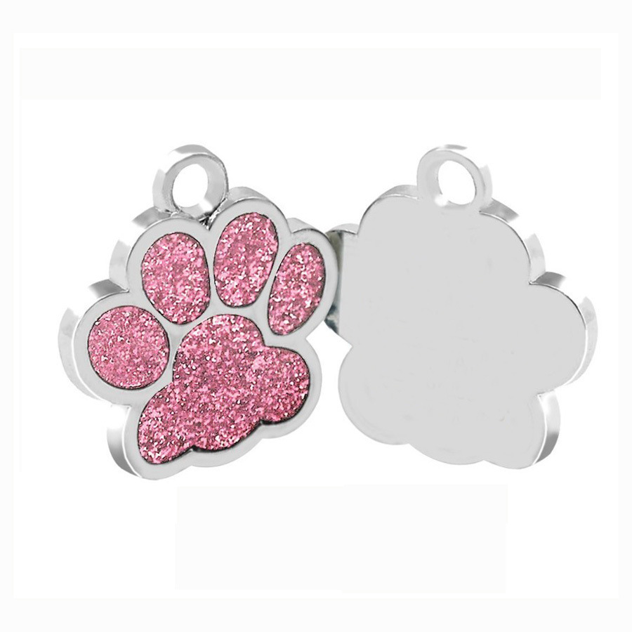 Zinc Alloy Medium-Sized Paw Print Dog Tag Pet Pendant Collar Accessory with Engraving Anti-Lost Small Dog Nameplate