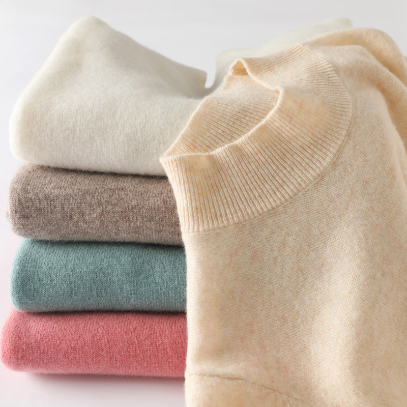 Korean Style Oversized Half-Turtleneck Autumn and Winter New Loose Casual Sweater Plus-Size Knitted Wool Base Shirt for Women Export