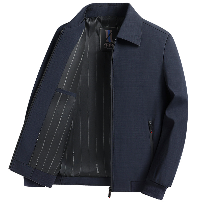 Thirty Autumn New Middle-aged Dad's Spring and Autumn Men's Jacket Solid Color Casual Cadre Jacket Lapel Men's Wear
