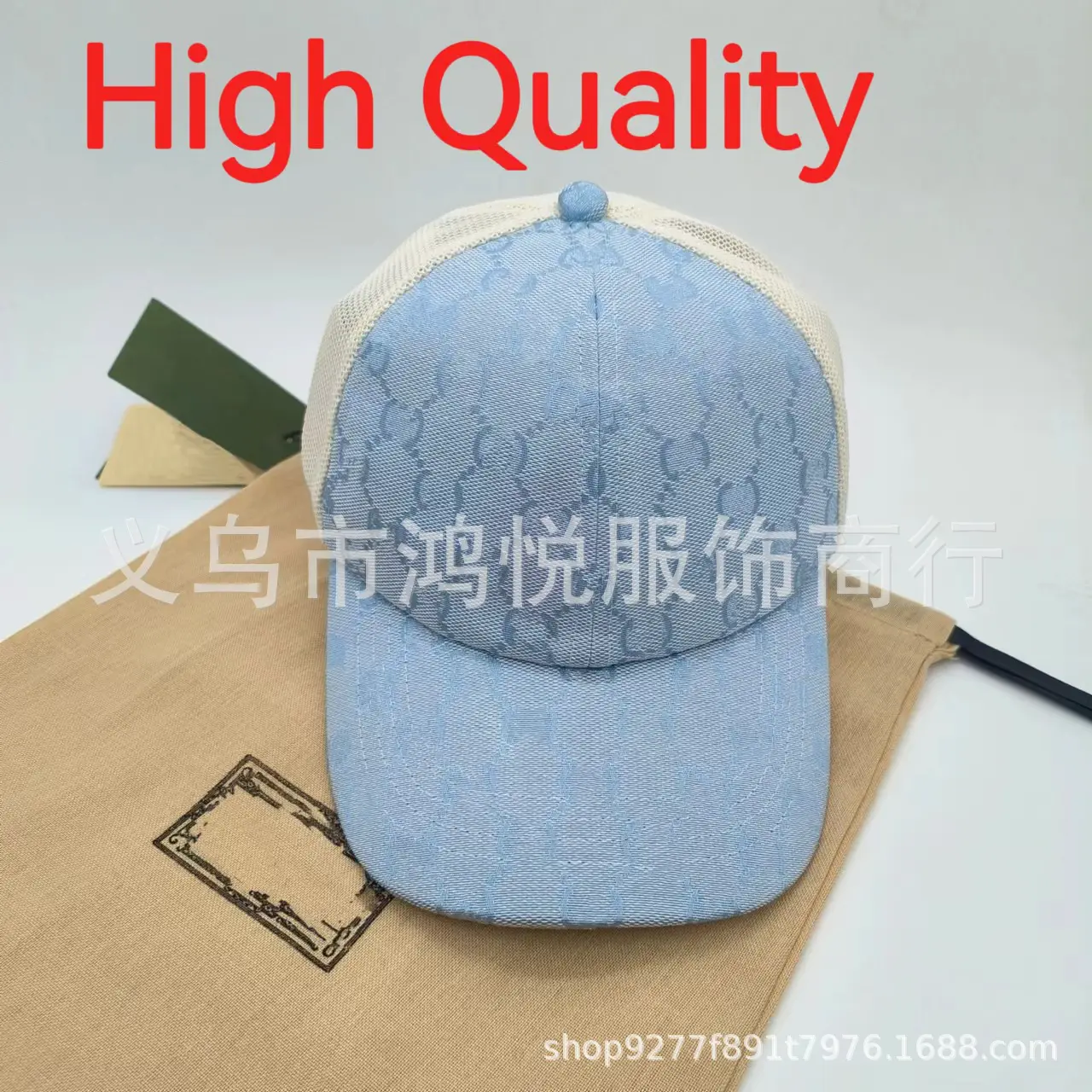 High-quality cross-border blue baseball cap mesh cap fashion G letters embroidery men and women models duck tongue cap sunscreen sun hat