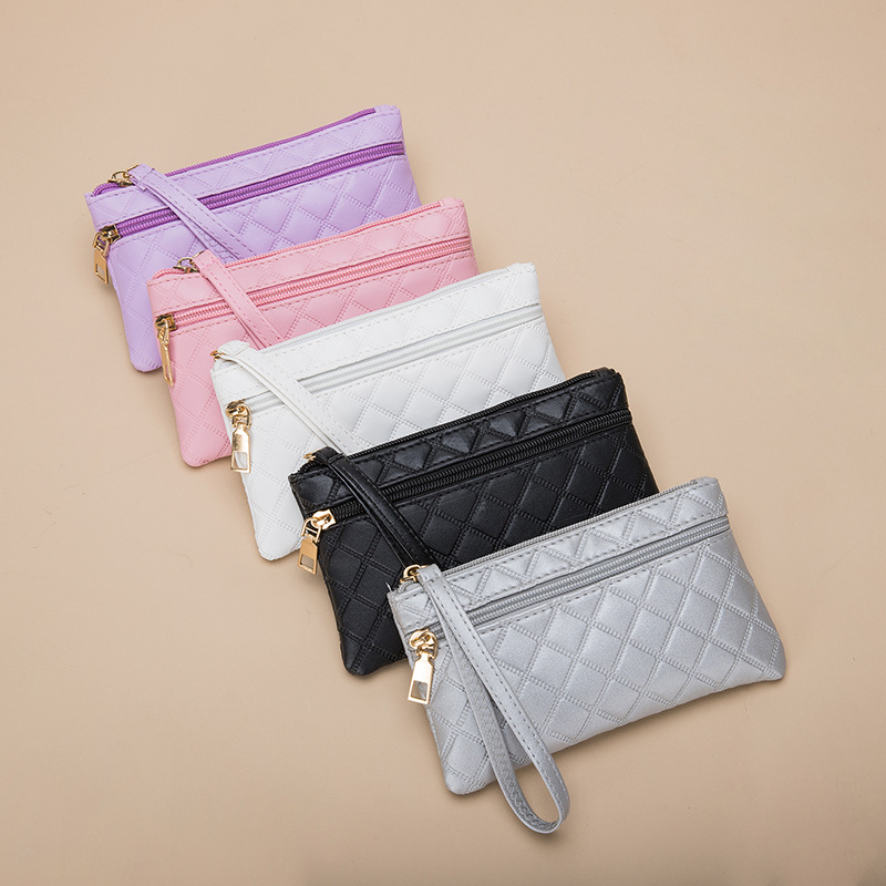 New Lingge Wallet Women's Long Fashionable Casual Large Capacity Double Zipper Clutch Bag Storage Mobile Phone Coin Purse
