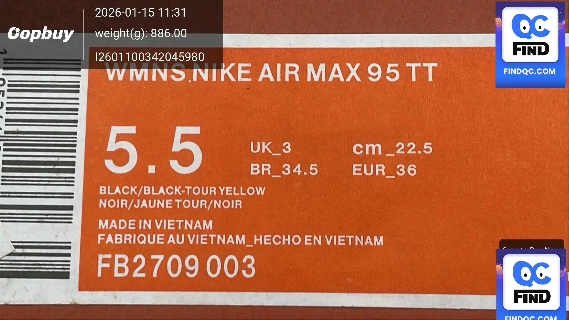 Nike Air Max 95 TT Black Tour Yellow