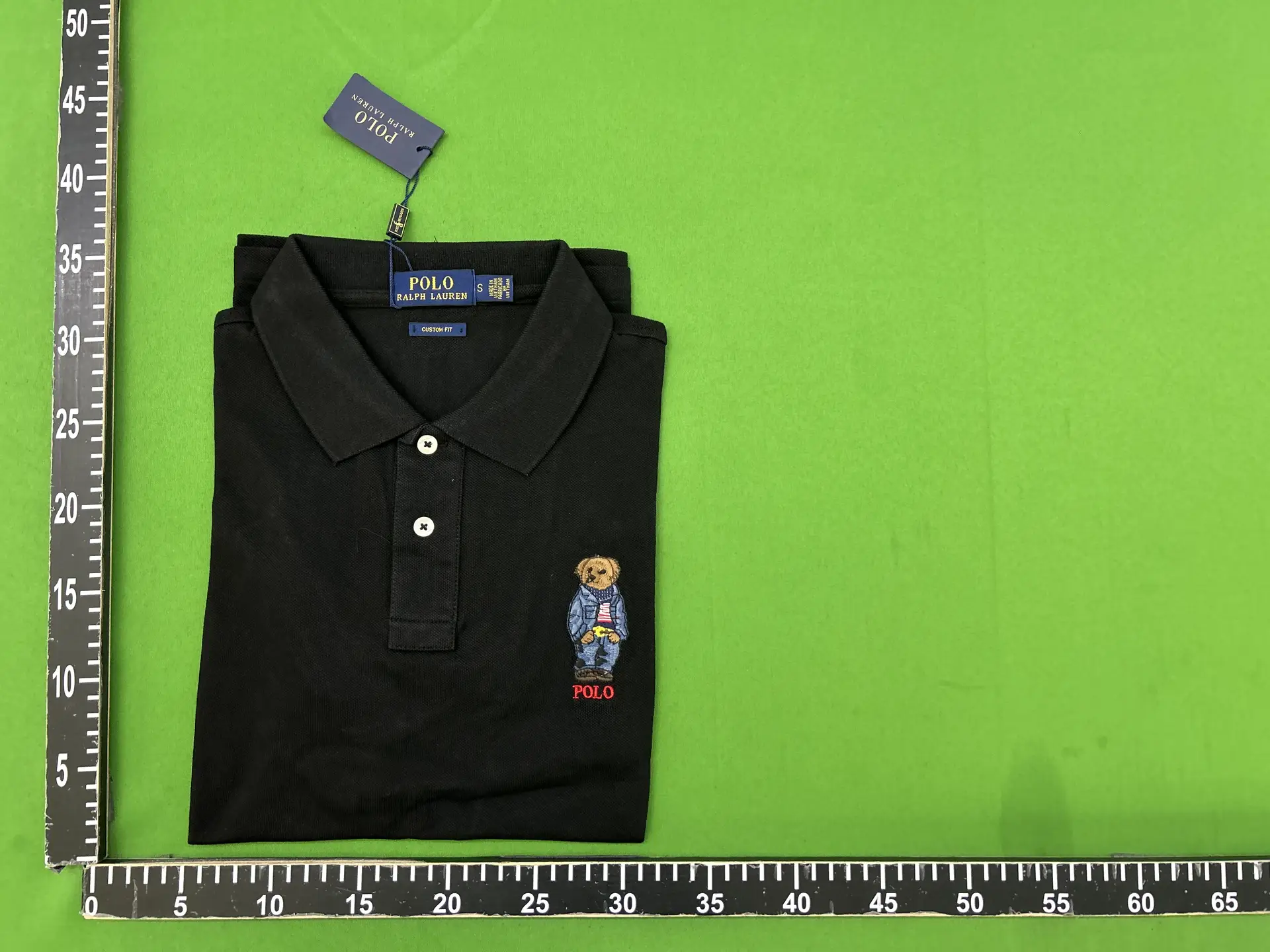 Polo Ralph Lauren Custom Fit Black Polo Shirt with Bear Logo