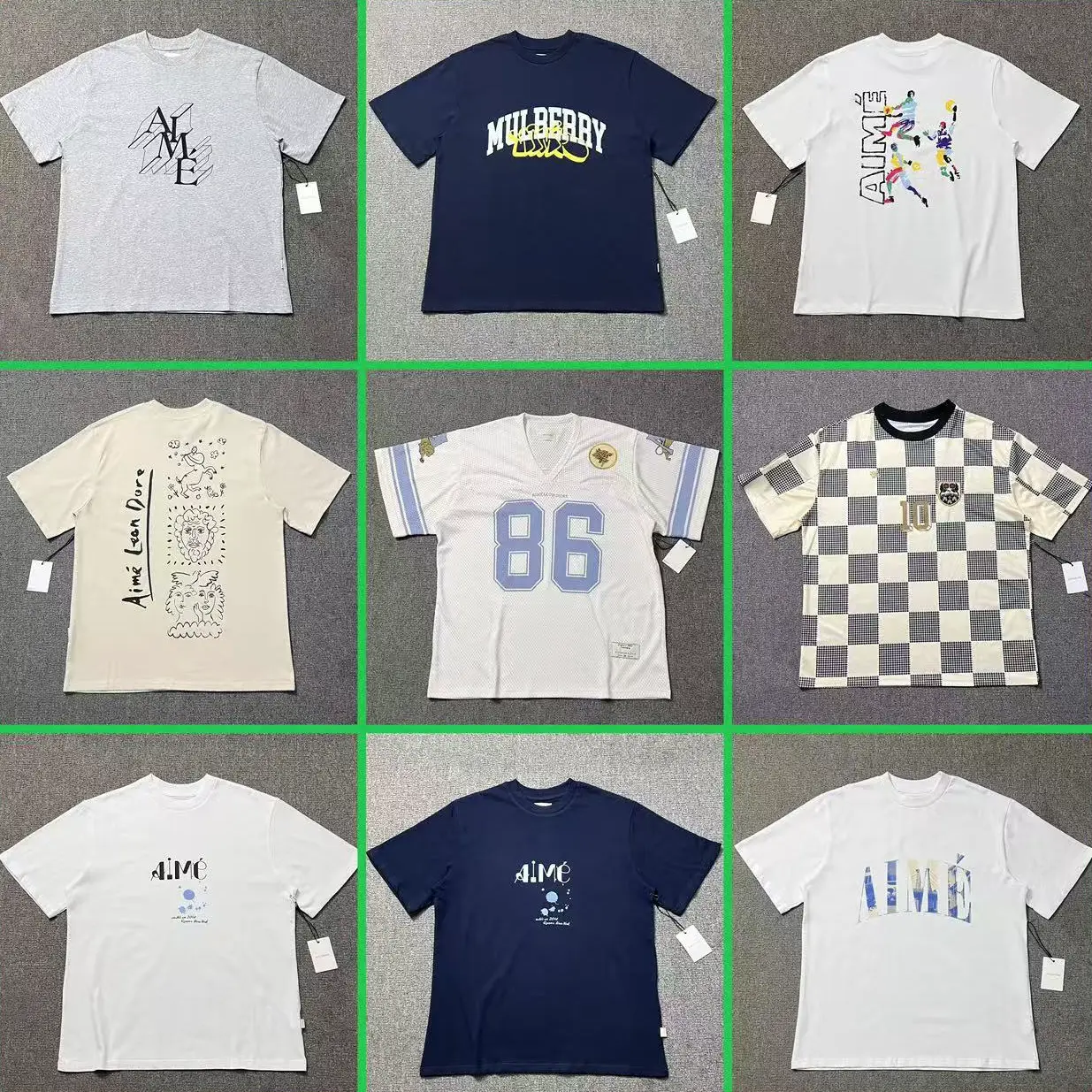 Cross-Border Export Aime Classic Letter Print Landmark Building Round Neck Loose Short-Sleeved T-Shirt for Men and Women Couples Trendy