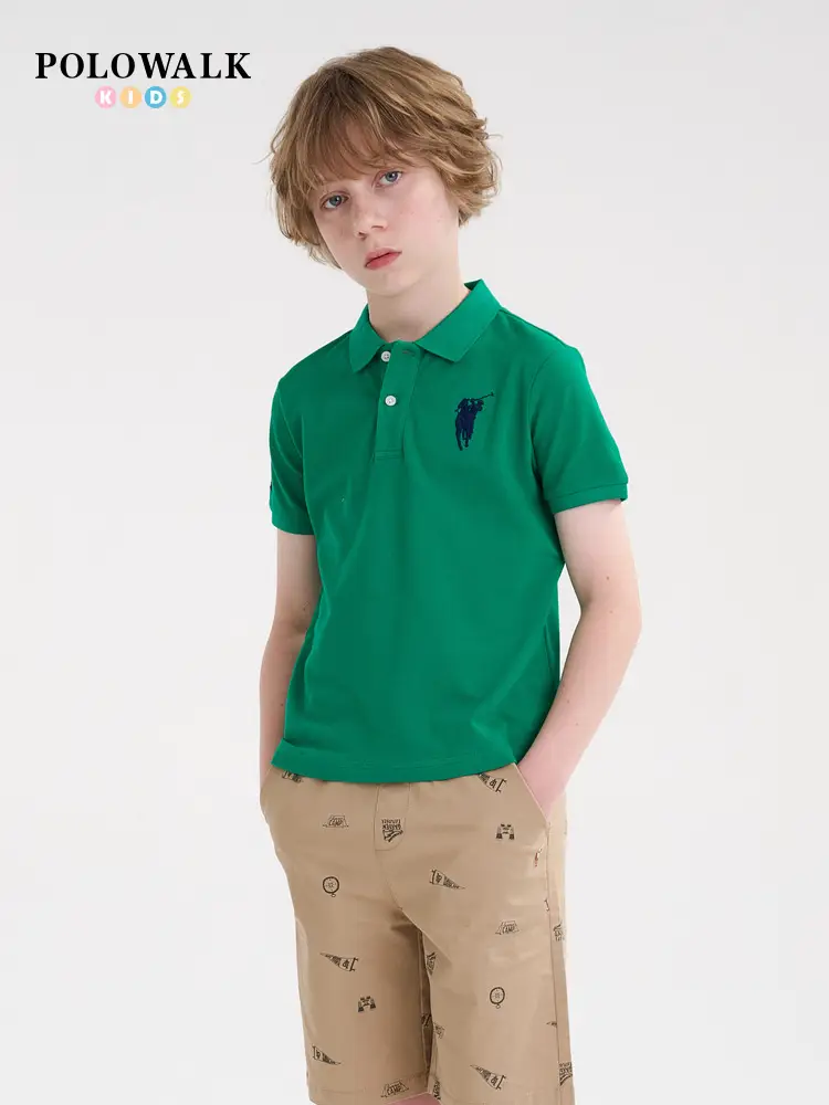Polowalk Children's Clothing Boys Red Short-Sleeved Polo Shirt Summer New arrival Paul kids Sports Lapel T-Shirt