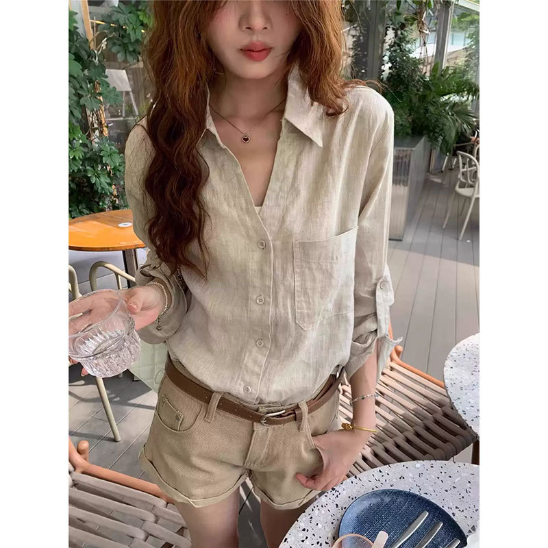 French Retro Design Long-Sleeve Shirt for Women, 2026 Spring New Style, Loose Fit, Elegant Old Money Style Tops Wholesale