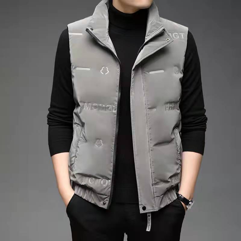 2024 New Arrival Shiny Down Vest Men's Short Autumn and Winter Lightweight Collar Casual Warm Vest Fashionable Jacket