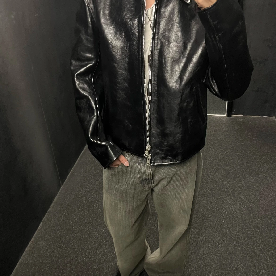Glossy Short Leather Jacket