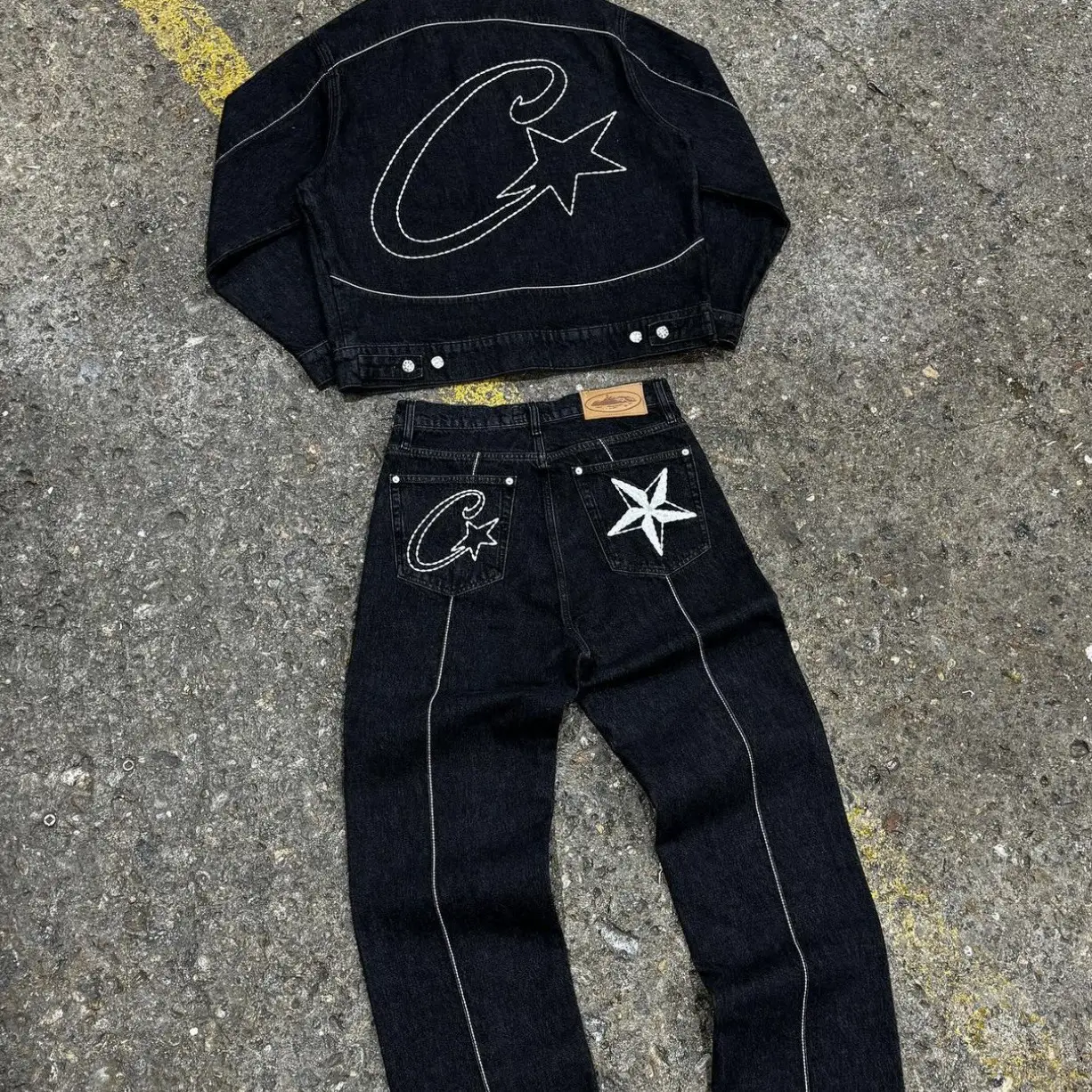 Cross-Border Denim Suit High Street Western Denim Jacket Loose Jeans Trendy Brand