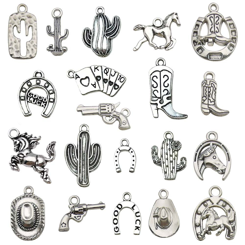 Amazon DIY Handmade Jewelry Accessories Horseshoe Hat Cactus Alloy Pendant Western Cowboy Bracelet Pendant