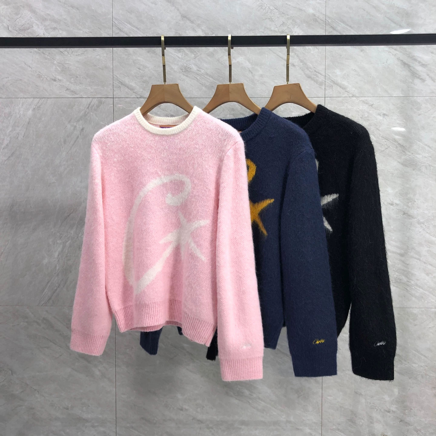 CORTEIZ/Retro Devil's Island Trendy Brand Jacquard Meteor Logo Knitted Sweater for Men and Women's Foreign Trade Autumn/Winter Casual Sweater