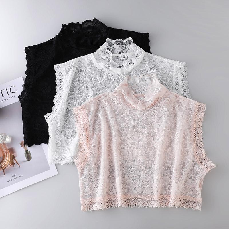100% mulberry silk mesh lace stand collar sleeveless fake collar autumn and winter bottoming silk breathable fake collar