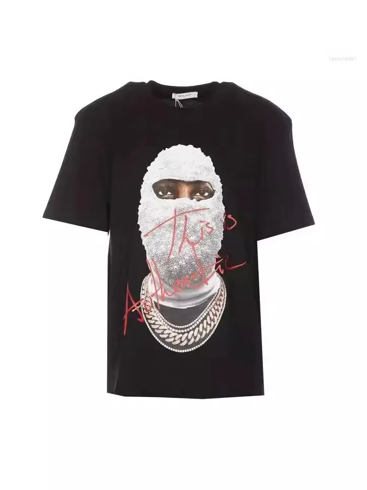 Men's T-Shirt 2024 Men's T-Shirt Letter Masked Men's Print Casual Short Sleeve Cotton Loose Comfortable Short Sleeve Top