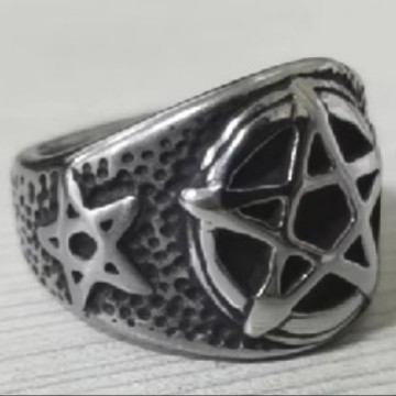 beier foreign trade new devil satan titanium steel ring jewelry retro stainless steel five-pointed star men's ring
