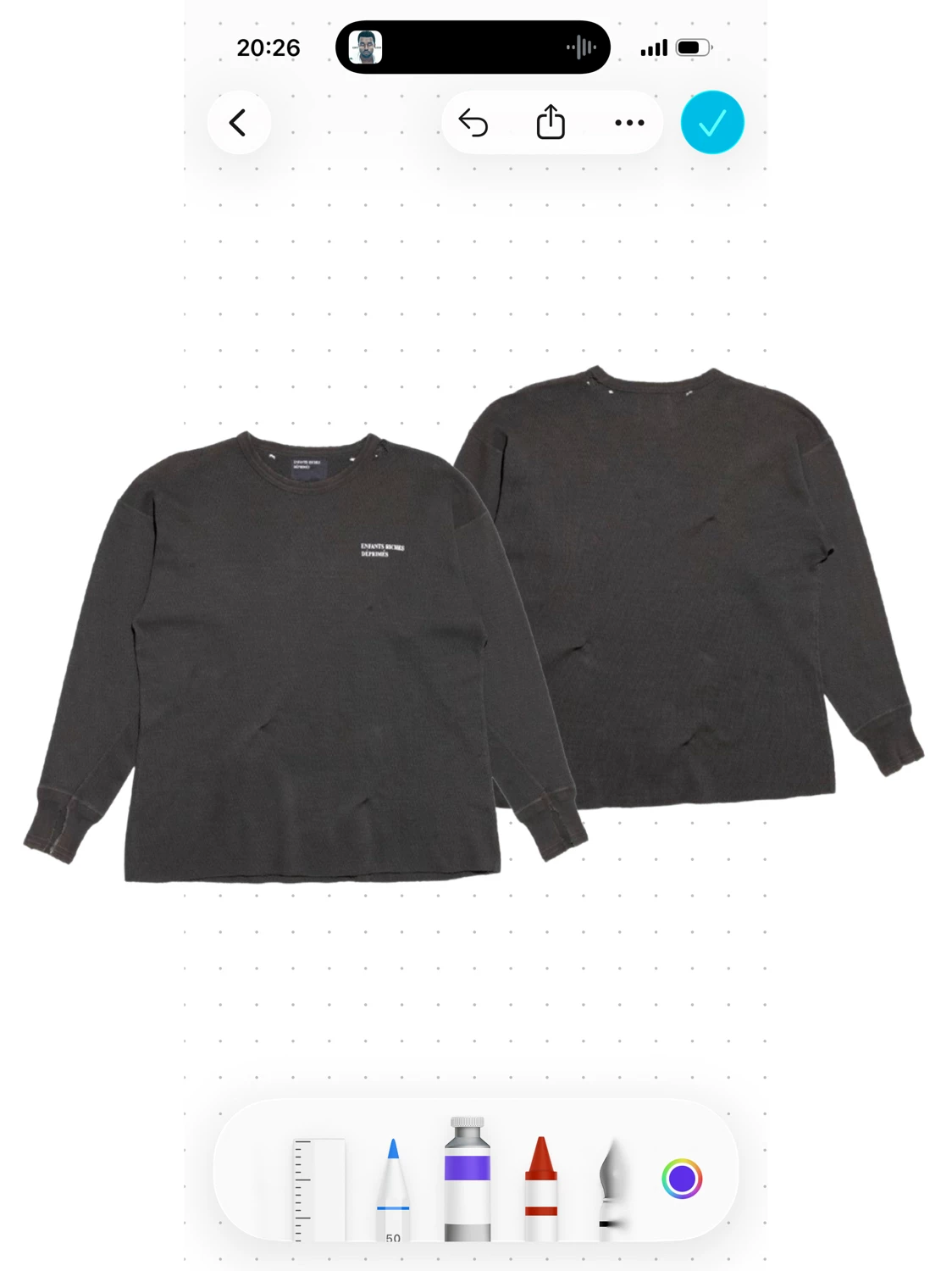 Erd25Fw Waffle Black Slogan Long-Sleeve Washed Vintage T-Shirt, the Melancholic Rich Kid