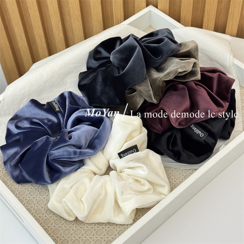 Korean-Style Solid Color Fluffy Scrunchie with a High-End Feel, Soft Ponytail Hair Tie, Versatile and Elegant Hair Accessory