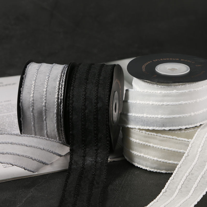 New 3.8cm Wide Ribbon with 4 Stripes for DIY Bow Hair Accessories, Cake Gift Boxes, Shoe and Hat Packaging