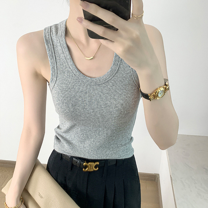 2026 Summer U-Neck Slim Fit Stretch Vest Women's Casual Sports Yoga Top Underwear Base Layer Sexy