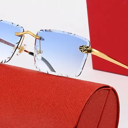 Cartier Rimless Gradient Blue Sunglasses