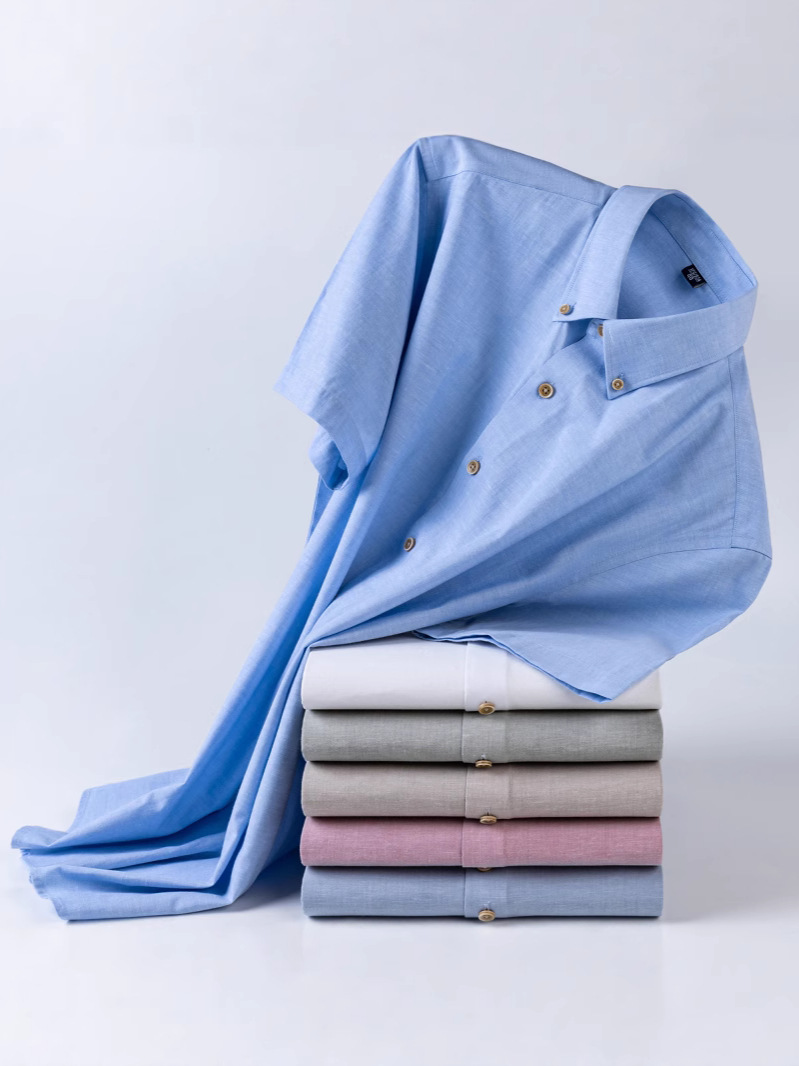 Summer Men's Short-Sleeved Shirt Linen Breathable and Comfortable Business Casual Button Collar Versatile Men's Half-Sleeved Shirt Factory